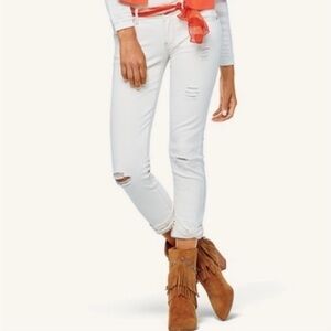 CAbi mid-rise distressed slim boyfriend jeans